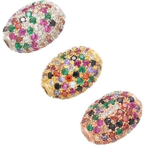 ZHUKOU 10x14mm Oval Brass Candy Spacer Beads for Women Necklace earrings bracelet Jewelry Accessories Making Model: VZ224