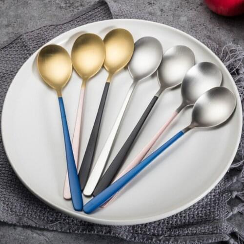Gold spoon and fork Korean main spoon silver gold spoon lovely stainless steel spoon tableware set silver