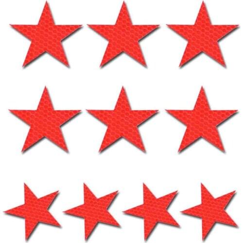 10pcs 60mm Reflector Tape Red for Toyota High Intensity Security Marking Tape Five-pointed Star For Car Reflectors Rear