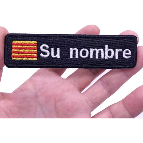 Catalan flag Catalonia 10x2.5cm Embroidery Custom Name Text Patch Stripes badge Iron On Or Velcro Backing Patches For Clothes