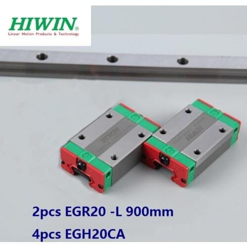 2pcs origial Hiwin rail EGR20 -L 900mm linear guide + 4pcs EGH20CA carriage blocks for CNC router