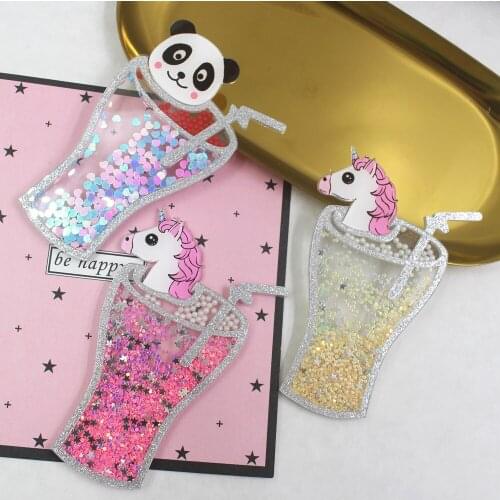 20137,1 pcs Quicksand golden horse drink cup patch suitable for mobile phone case trendy fashion phone case jewelry accessories