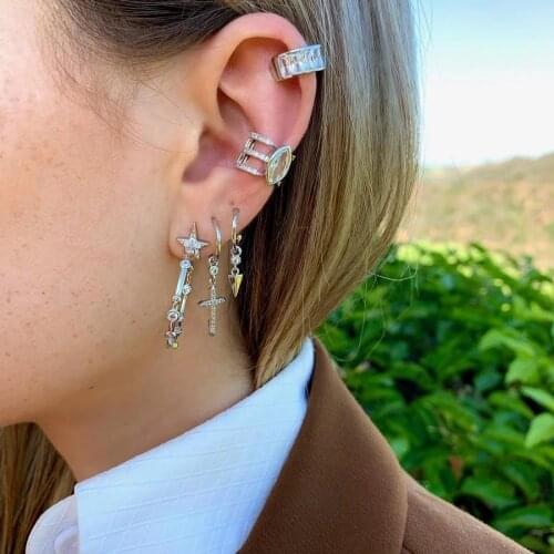 2021 Fashion European American Oval CZ Earr Cuff Clip On Earrings For Women Geometric Gold COLOR Clip Jewelry Without Piercing