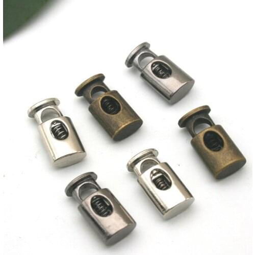 24 pcs / lot STP-004 oval metal alloy stoppers toggle cord locks Drawstring lock with hole silver nickle