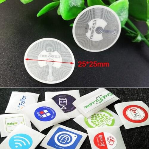 25mm White NFC Stickers Protocol ISO14443A13.56MHz NFC 213 Universal Label Tags