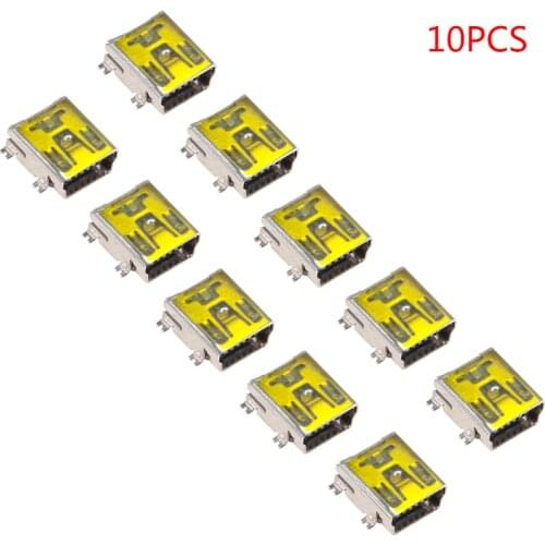 10 Pcs Mini USB Type B 5 Pin Female Socket Connector For Mobile Phone Charging