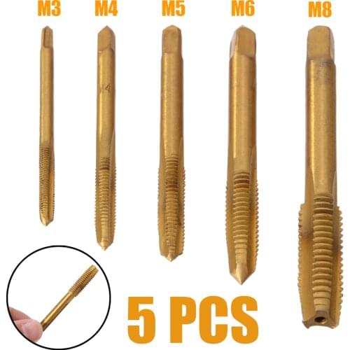 5pcs/set M3 M4 M5 M6 M8 HSS Machine Hand Screw Thread Tapper Metric Plug Taps Set for Hand Tool Parts
