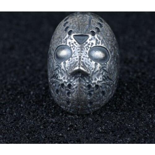 925 STERLING SILVER MENS mask Thai Retro PUNK oxidized Ring Jewelry A5281