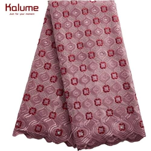 Kalume African Cotton Lace Fabric 5 Yard Swiss Voile Dubai High Quality Nigerian Lace Fabric For Party Dress Robes Sewing H2460