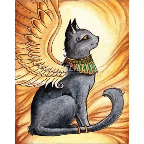 New Full Round /Square Diamond Embroidery Sale 5D DIY Diamond Painting Angel cat Diamond Mosaic Cross Stitch Wall Decor FG1297