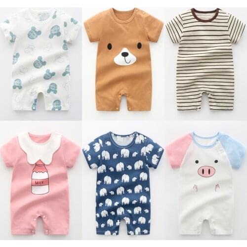 Newborn Kids Short Sleeve Bodysuit Baby Boy Girl Jumpsuit Playsuit Outfits Cotton Infant Toddler Clothes Summer 2020