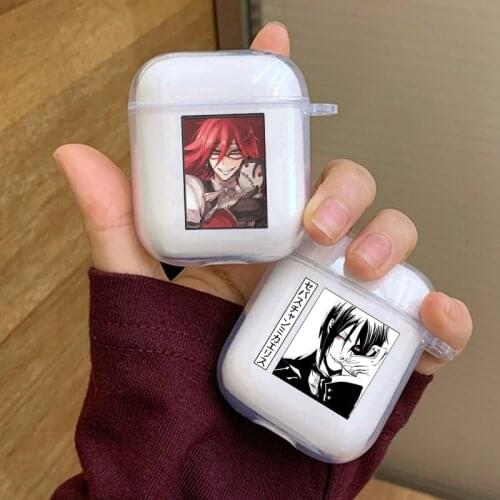 Japan Anime Black Butler Sebastian Ciel Phantomhive Earphone Case For Airpods 1 2 Wireless Bluetooth Earphone Soft Clear Cover