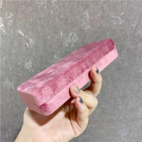 LANBO Pink Velvet suede glasses case men and women sunglasses box plain glasses spectacle case reading glasses case