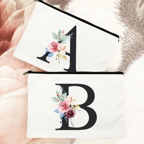 Letter Flower Printed Toiletries Organizer Travel Wash Storage Bag Female Makeup Case Women Cosmetic Bag Pen Pencil Storage Bags