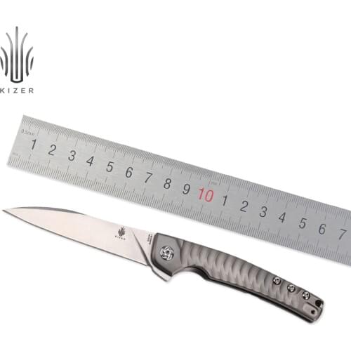 Kizer pocket knife splinter KI3457A1 mini edc knife small folding knife ceramic ball bearing flipper opener titanium handle