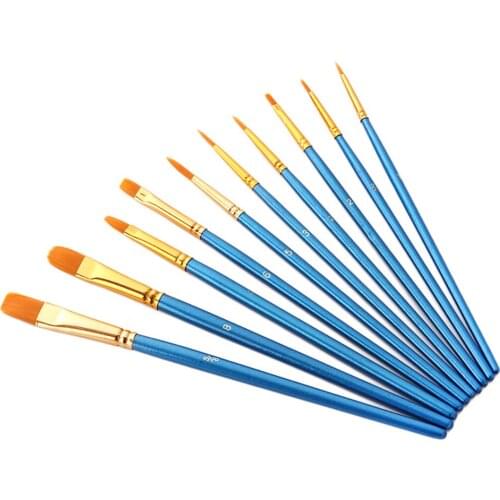 10pcs Assorted Size Paint Brushes for Nail Art Painting Hobby Models DIY Crafts Accessories