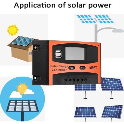 Solar Panel Battery Charge Controller Regulator Dual USB 30A/40A/50A/60A 12V/24V Voltage Automatically Recognized