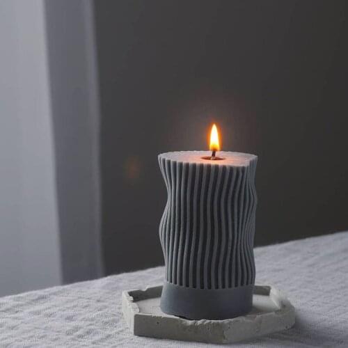 Candle Silicone Mold Irregular Stripe Design Columnar Candle Mold Handmade Aroma Candle Production