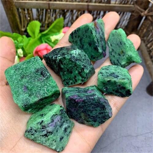 Minerals stones Natural quartz crystal rubys zoisite rough raw stone for Home decoration