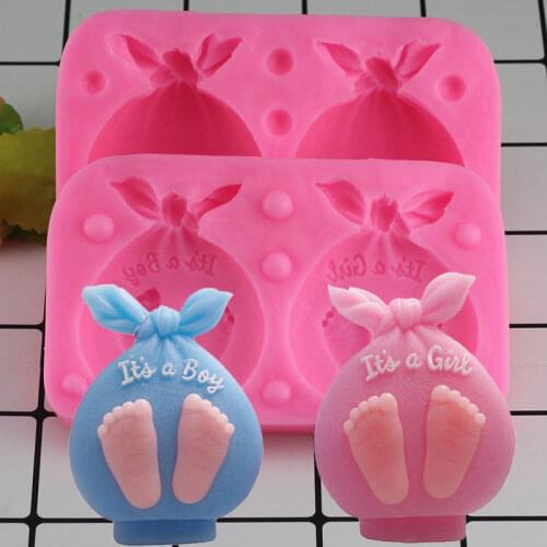 Mujiang 3D Baby Gift Bags Candle Silicone Soap Mold Baby Party Fondant Cake Decorating Tools Chocolate Candy Gumpaste Moulds