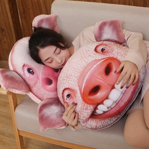 Cartoon Simulation Pig Plush Toy 3D Printing Stuffed Animal Piggy Plush Pillow Stuffed Cartoon Cushion Kids Doll Home Decro Gift