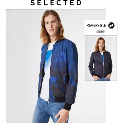 SELECTED Mens Printed 2-sides Baseball Collar Reversible Jacket S|419321533