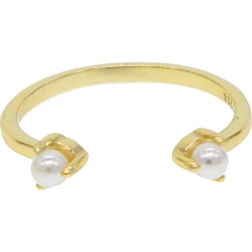 OPEN adjust midi rings for girl women double pearl stone minimal delicate design 925 sterling silver vermeil dainty jewelry