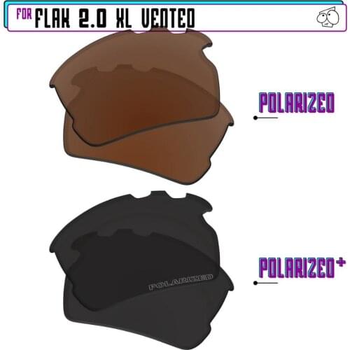 EZReplace Polarized Replacement Lenses for - Oakley Flak 2.0 XL Vented Sunglasses - Black P Plus-Brown P