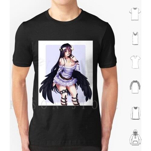 Casual Albedo T Shirt Cotton Men Diy Print Albedo Overlord Succubus Anime Girls