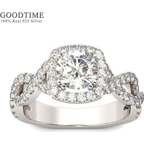 Luxury Wedding Ring For Women Pure 100% 925 Sterling Silver Square Zircon Rhinestone Rings Jewelry Accessories For Party