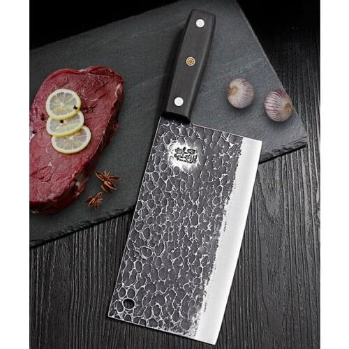 Hand forged slicing knife kitchen knife sharp chopping knife meat cleaver chef special knife Tang knife 5CR15MOV steel