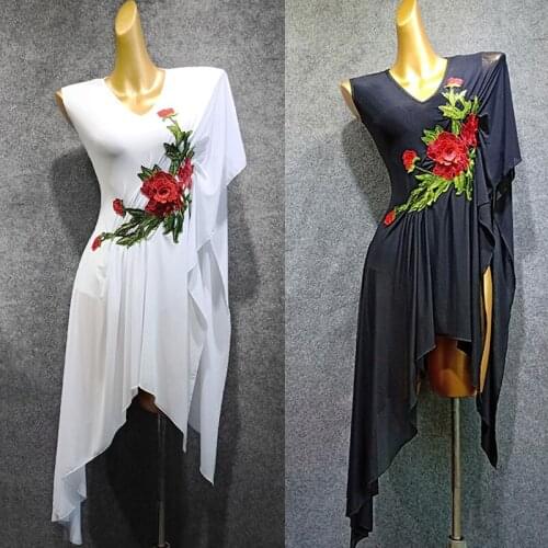 Rose Pattern Ladies Dresses For Women Latin Dance Dress Flamengo Rumba/Tango/Salsa Dress Club Singer Clothes Latin Dress VDB490