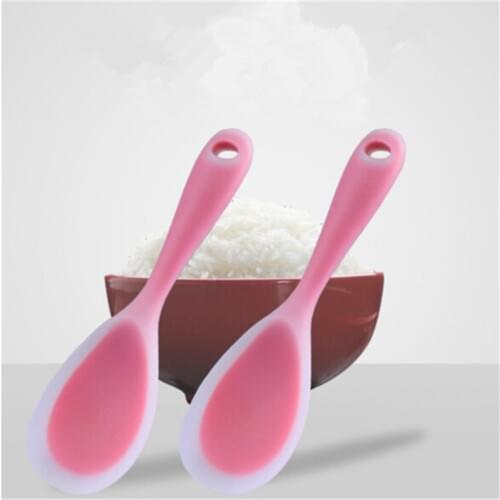 Silicone Rice Spoon Heat Resistant Sushi Scoop Paddle Meal Spoon Kitchen Tools Tableware Flat Rice Scoop