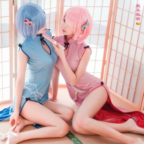 Re ZERO Starting Life in Another World Felix Rem Ram Cheongsam Cosplay Costume Free Shipping