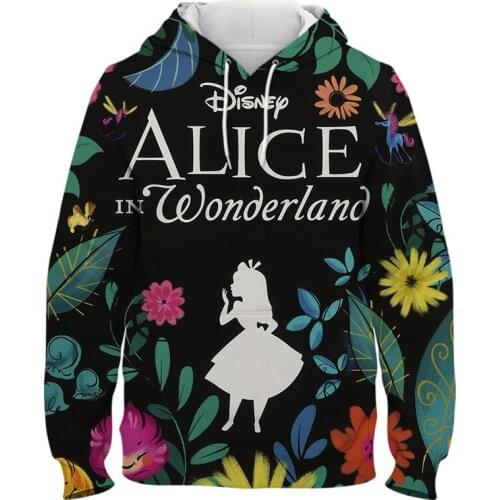 Cartoon Anime Alice in Wonderland Hoodies Women Cool Sweatshirts 3D Printed Boy Girl Kids Pullover Long Sleeve Streetwear Coat
