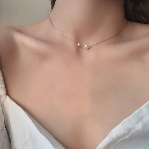 Spring Simple Simulated-pearls Necklace Women Beautiful Fashion Chokers