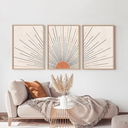 Vintage Bohemian Rising Sun Wall Art Canvas Painting Nordic Posters and Prints Wall Pictures for Living Bedroom Decoration