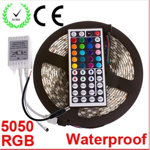 5M SMD RGB 5050 Waterproof Flexible 300 RGB LED Strip 5050 Rope Light Stripe Lamp + 44Key IR Remote Control 12V 55W, FreeShip