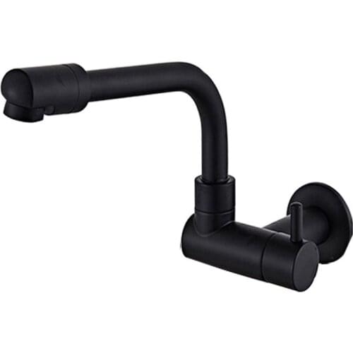 360 Degree Rotating Black Wall Mounted Single Cold Water Mixer Solid Brass Kitchen Sink Basin Faucet Mop Pool Water Taps