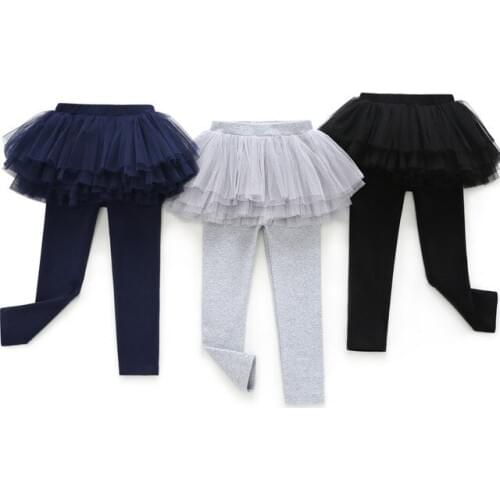 2 3 4 5 6 7 Years Toddler Girls Leggings Spring Autumn Mesh Tutu Skirt Leggings Fake Two-piece Culottes for Girl Baby Kids Pants