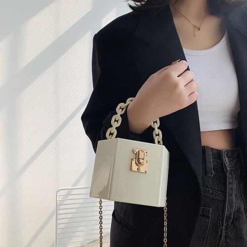 Women Bag PVC Literature Chain Portable Hexagonal Box 2021 New Spring Fluorescent Mini One Shoulder Messenger Bag Handbags