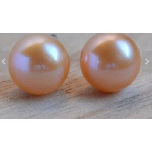Favorite Real Pearl Earrings AA 9MM Pink Natural Freshwater Pearl Earrings S925 Silver Stud Jewelry Charming Women Gift