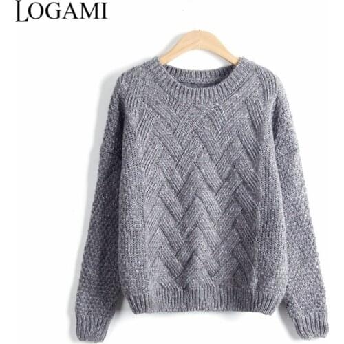 LOGAMI Autumn Spring Long Sleeve Women Sweaters And Pullovers O Neck Casual Woman Sweater Pullovers Jumper Pull Femme