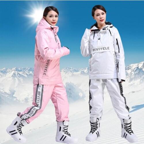 Women Ski Suit Breathable Warm Winter Sports Windproof Waterproof Jacket Ski Pants Womens Ski Hoodie Set Skiing Snowboard Suits