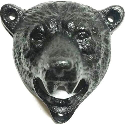 10pcs Creative Black Cast Iron Beer Opener Wall Mounted Beer Opener Durable Cute Bear Design Opener For Home Bar Tools ZA1165