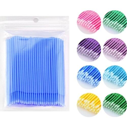 100pcs Disposable Semi Permanent Makeup Embroidery Cotton Swabs Micro Brush Swab Lint Tattoo Eyelash Extension