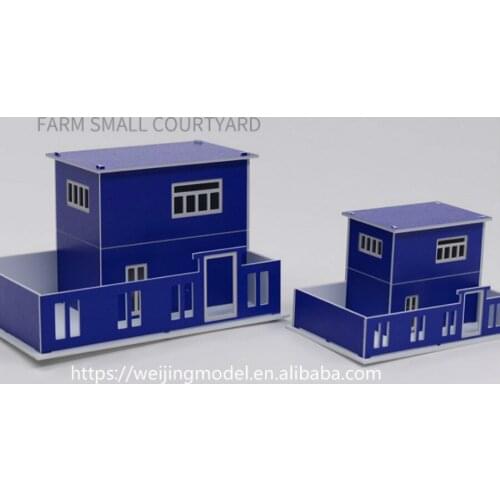 2pcs/lot blue N 1:150 scale architecture model building house for ho train layout and hobby model maker