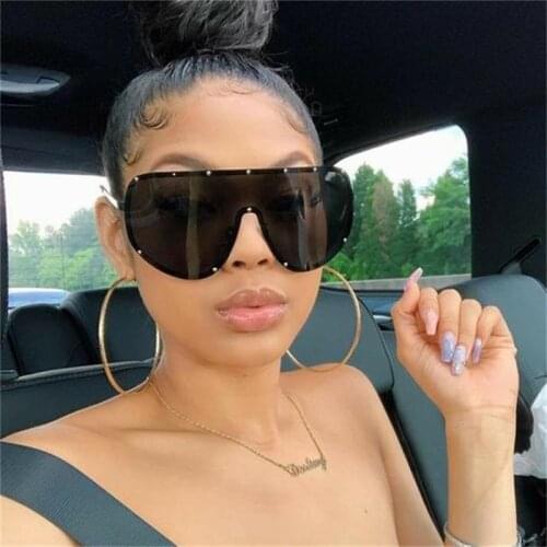 2020 Fashion Oversized Square Sunglasses Retro Gradient Big Frame Sun Glasses For Women One Piece Gafas Shade Mirror Clear Lens