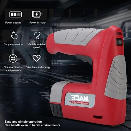 220V Electric Nail Gun Construction Nail Gun Stapler Furniture Nail Gun Frame Woodworking Woodworking Tools with Nails+Suitcase