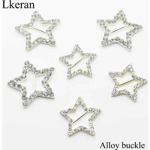 33mm/ 26mm 10Pcs Metal diamond buckles Star-Shaped DIY Crystal invitation card decoration Wedding Ribbon Slider Hair Accessories